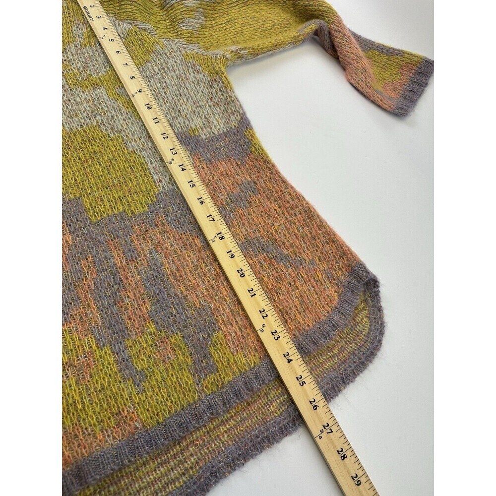 April Cornell Hooded Sweater Pullover Knit Yellow Purple Geometric Womens Large - Picture 13 of 14